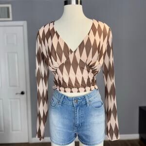 Forest Ink Harlequin V-Neck Top, XL